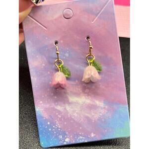 Flower earrings ombré light pink